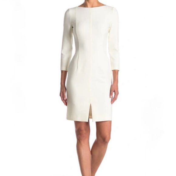 New BOSS Doteta Front Slit Sheath Dress Size 6